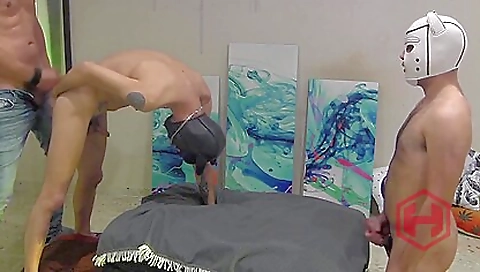 Tompe and two men fuck with my blonde