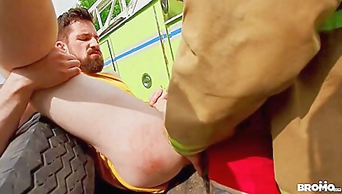 Sexy brunette hair shows off her black cock